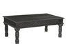 51" Black Distressed Solid Wood Coffee Table