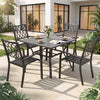 5-Piece Square Patio Dining Set with 37.8-Inch Wood-Grain Table and 4