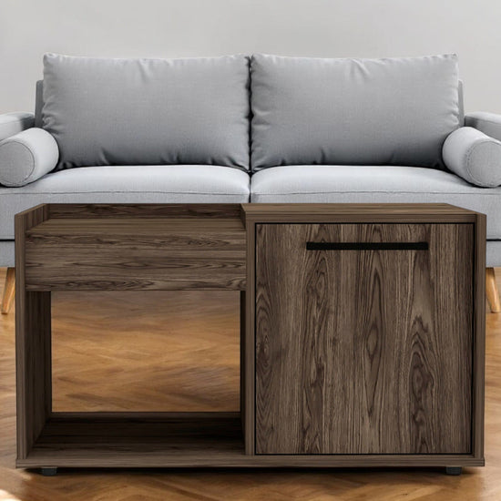 32" Brown Wood Coffee Table With Shelf-2