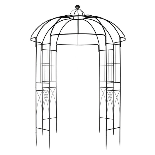 Wrought Iron Garden Arch Gazebo, Black