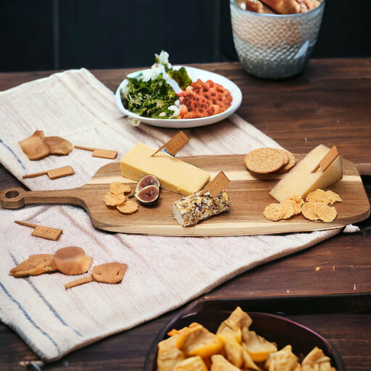 Acacia Serving Board with 6 Bamboo Cheese Markers | 23x8"