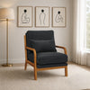 Solid Wood Lounge Chair with Nubby Dark Gray Upholstery
