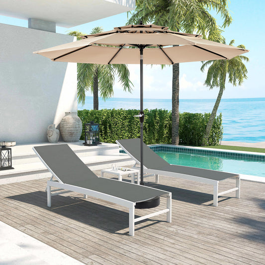 10 Ft 3-Tier Auto-Tilt Patio Umbrella, Khaki