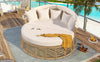 Outdoor Wicker Daybed with Adjustable Backrest, Cushions and Canopy
