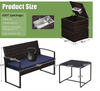4-Piece Wicker Conversation Set with Cooler Storage