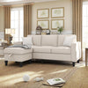 78-Inch Beige Linen Sectional Sofa with Storage