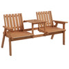 Fir Wood Garden Bench with Center Table & Umbrella Hole