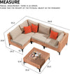 5-Piece Outdoor Patio Set, Salmon Orange Wicker Sectional