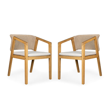 Acacia Wood Outdoor Dining Chairs, Set of 2
