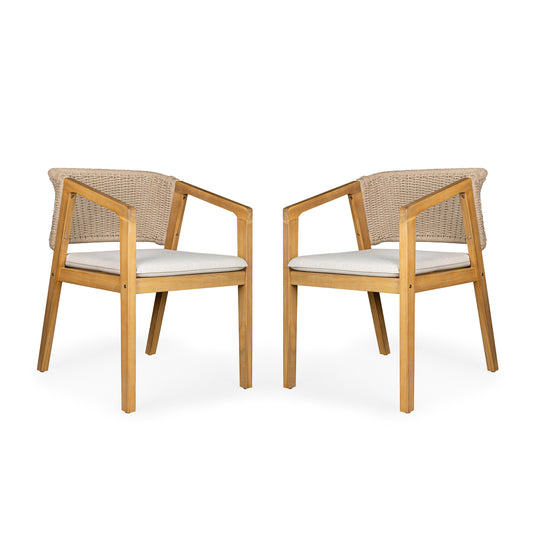 Acacia Wood Outdoor Dining Chairs, Set of 2
