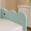 Cozy Gingham Daybed with Trundle Twin Size Sofa Bed in Cyan Linen