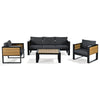 Aluminum Frame 4-Piece Outdoor Patio Conversation Set with Sofa