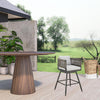 Light Gray Metal Swivel Outdoor Counter-Height Bar Chair with Footrest