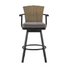 44" Charcoal Metal Swivel Outdoor Bar Height Chair with Footrest