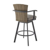 44" Charcoal Metal Swivel Outdoor Bar Height Chair with Footrest