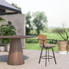 40" Brown Metal Swivel Outdoor Counter-Height Bar Chair with Footrest