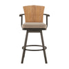 44" Brown Metal Swivel Outdoor Bar Stool with Footrest