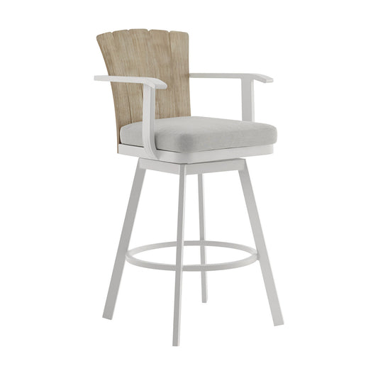 40" Gray Metal Swivel Outdoor Counter Height Bar Chair