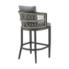 40" Gray Metal Outdoor Bar Height Chair with Footrest
