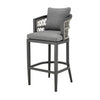 40" Gray Metal Outdoor Bar Height Chair with Footrest