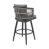 40" Gray Metal Swivel Outdoor Bar Stool with Footrest