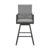 48" Dark Gray Metal Swivel Outdoor Bar Stool with Footrest