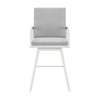 43" Light Gray Metal Swivel Outdoor Counter Height Bar Chair