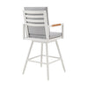 43" Light Gray Metal Swivel Outdoor Counter Height Bar Chair