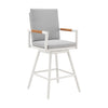 43" Light Gray Metal Swivel Outdoor Counter Height Bar Chair