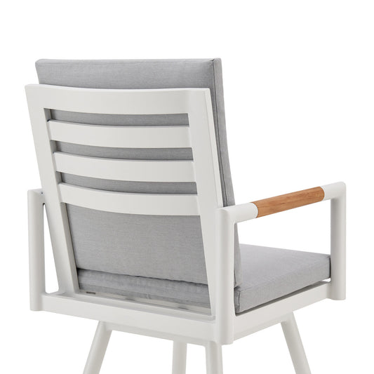 Light Gray Metal Swivel Outdoor Bar Chair with Footrest