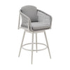 40" Light Gray Metal Swivel Outdoor Counter Height Bar Chair