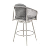 40" Light Gray Metal Swivel Outdoor Counter Height Bar Chair