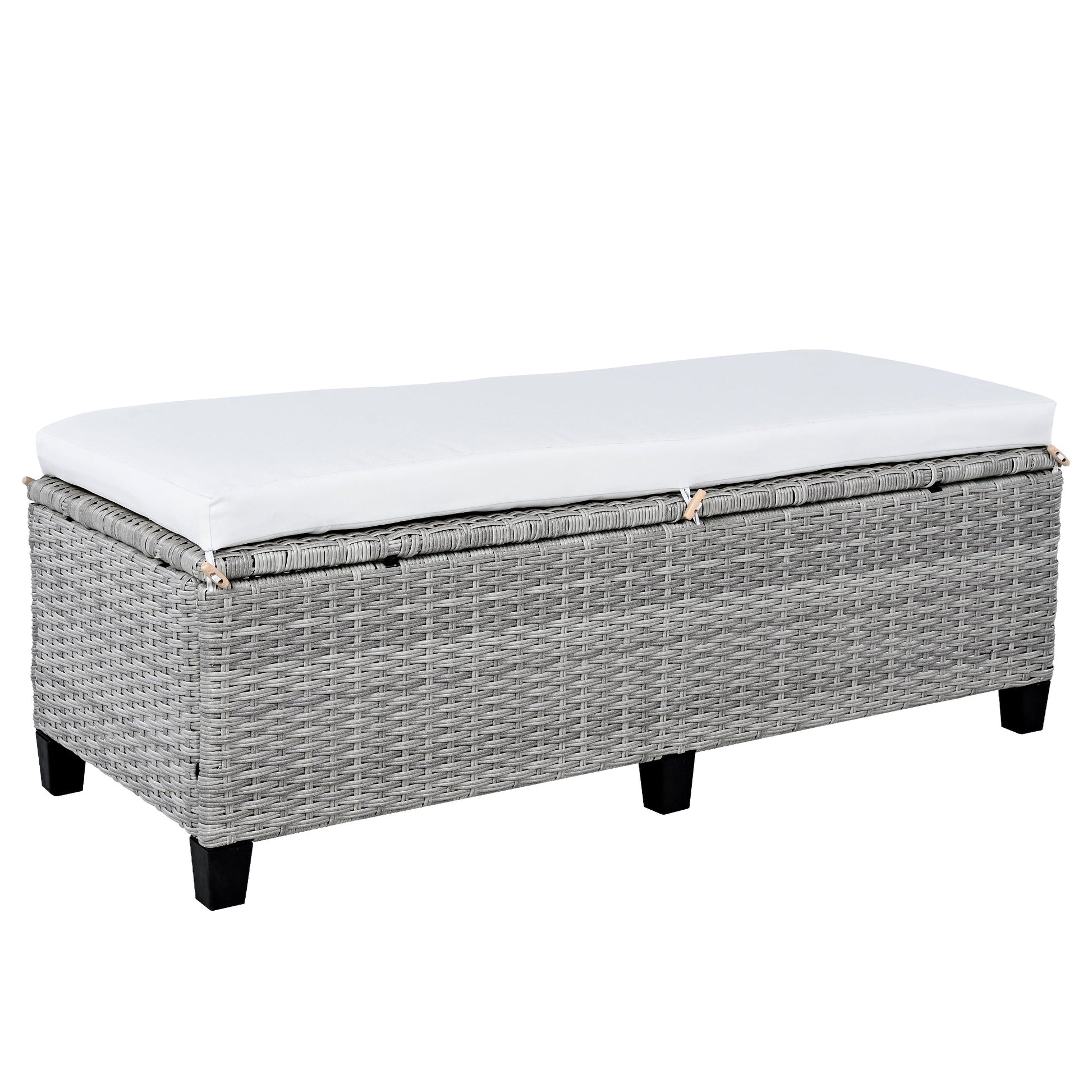 Rattan L-Shaped Patio Sectional — 5-piece outdoor wicker sectional sofa set with cushions