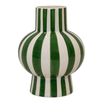 Green And White Ceramic Round Vase