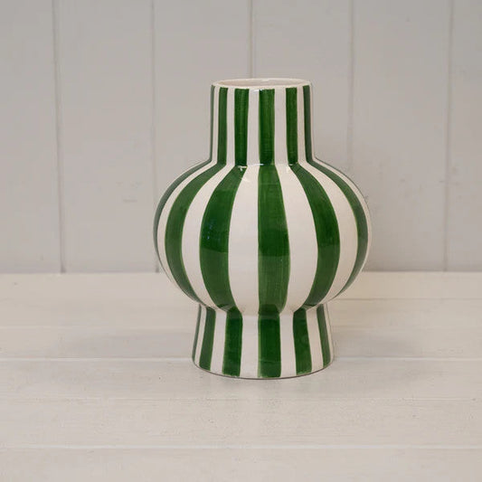 Green And White Ceramic Round Vase-1