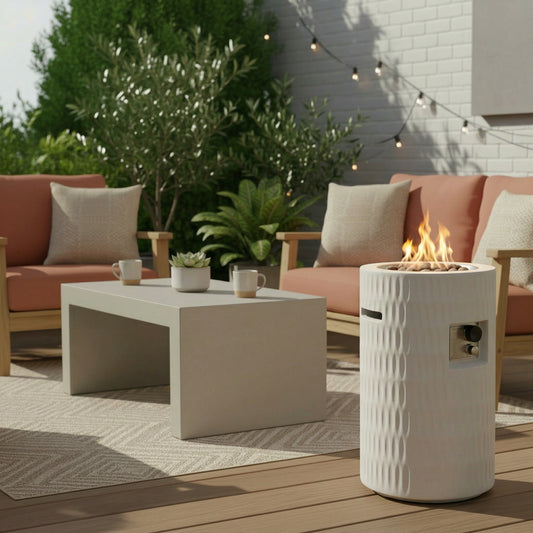 Concrete Propane Fire Column, 40,000 BTU — Beige