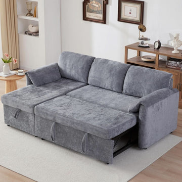 83-Inch Convertible Pull-Out Sofa Bed with USB Charging