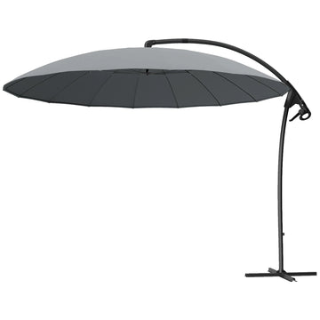 9 Ft Cantilever Patio Umbrella with 16 Fibreglass Ribs
