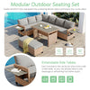 TOMAx 5- Piece Outdoor Patio Rattan Sofa Set  Sectional PE Wicker L- Shaped Garden Furniture Set With 2 Extendable Side Tables  Dining Table And Washable Covers For Backyard  Poolside  Indoor  Brown