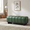 Channel-Tufted Dining Bench in Green PU