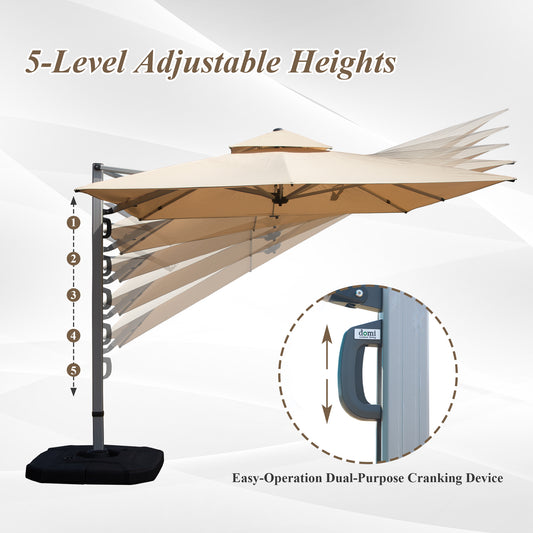 9′ x 11′ Rectangle Cantilever Patio Umbrella, Beige