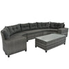 8-Piece Outdoor Wicker Sectional Sofa Set, Gray with Cushions