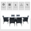 Rattan Outdoor Dining Set — 7 Piece, Seats 6, Black