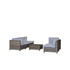 5-Piece Rattan Patio Sofa Set with Coffee Table, Oatmeal & Black