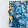 Blue Agate Serving Tray With Brass Handles
