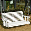 2-Seater Fir Wood Patio Swing Bench with Cup Holders
