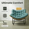 Papasan Oversized Egg Rocking Chair with Rattan Head Pillow, Green