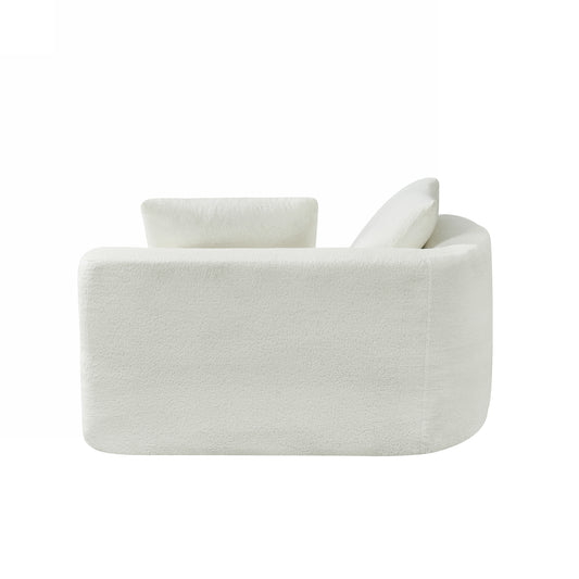 Curved Sectional Sofa with Chaise, Pearl, 116"