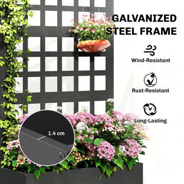 Galvanized Steel Raised Planter Box with Trellis
