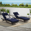 Outdoor Wicker Chaise Lounge with Adjustable Backrest, Armrests and